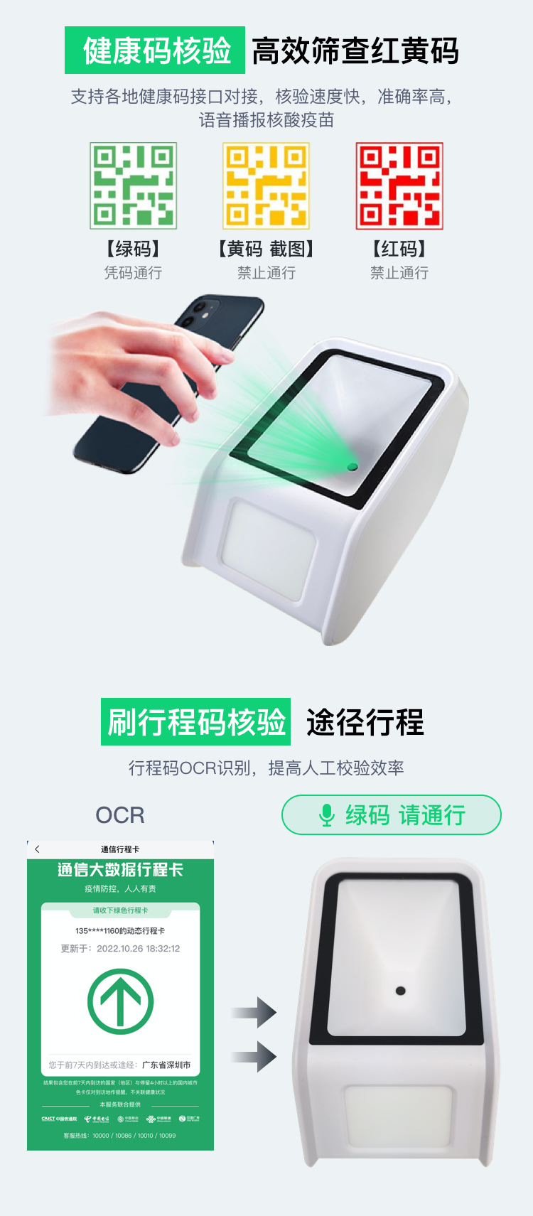 OCR健康码行程卡核验扫码盒